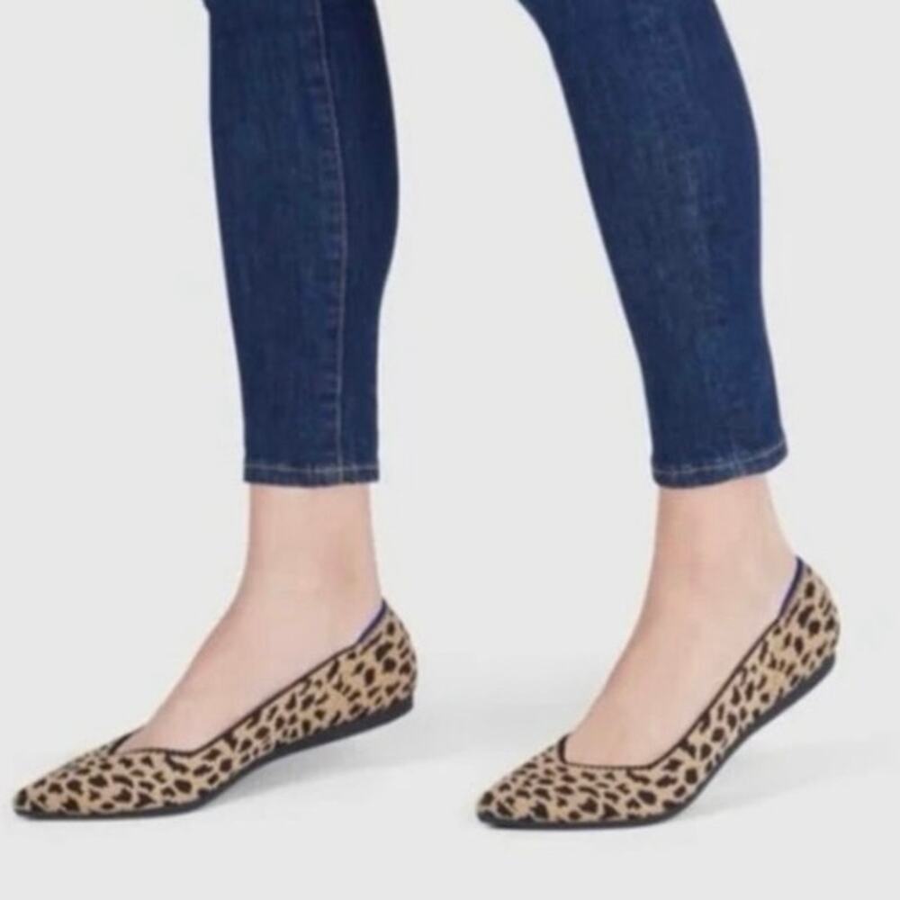 ROTHY'S Women's 9 The Point Ballet Flat Shoes Retired Leopard Recycled